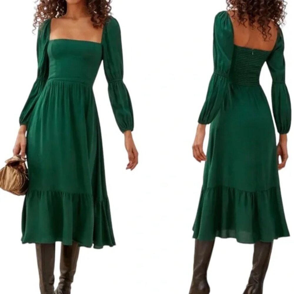 Reformation Mica Midi Dress Emerald Green Size 4